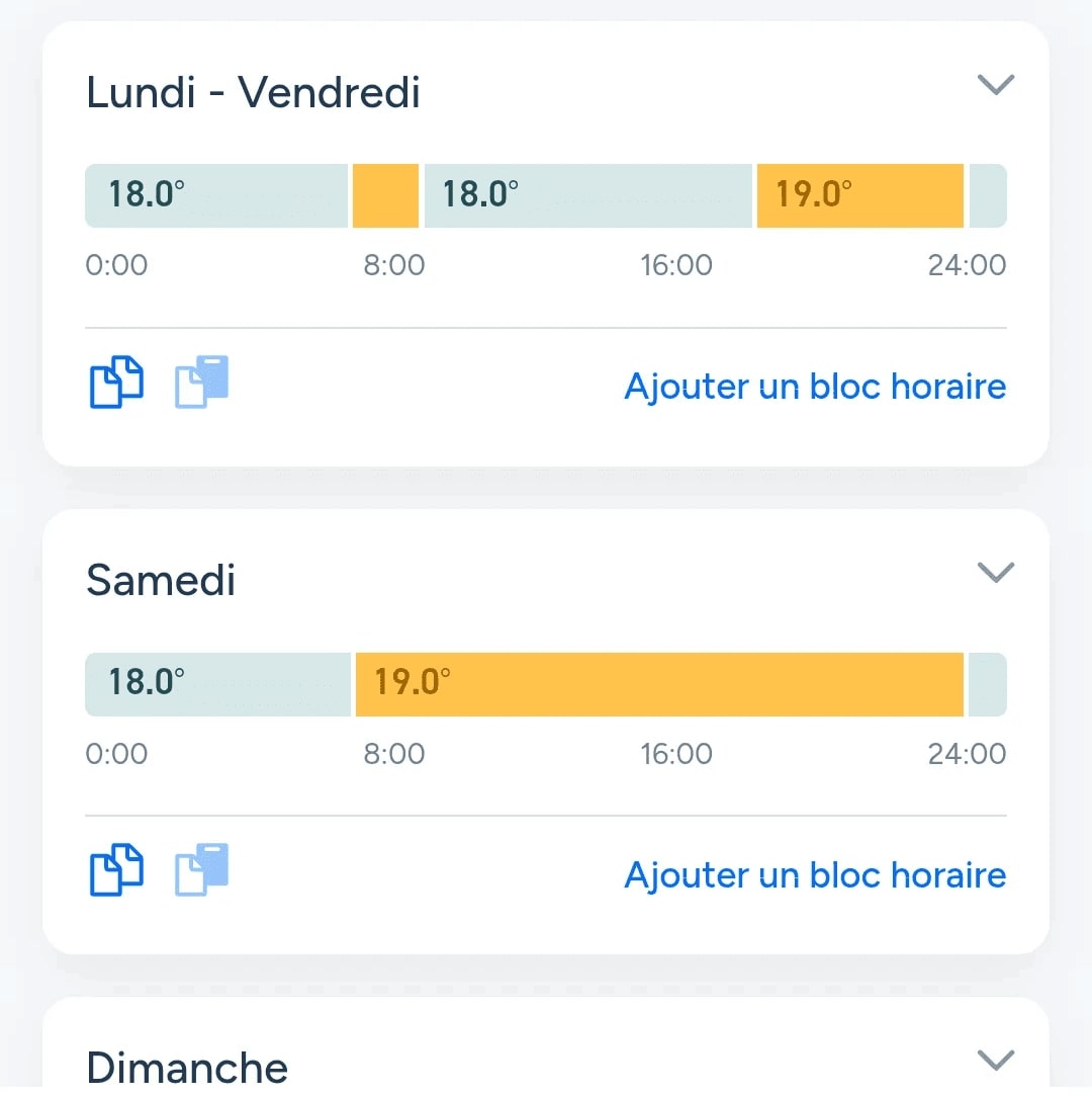 Planning hebdomadaire Tado